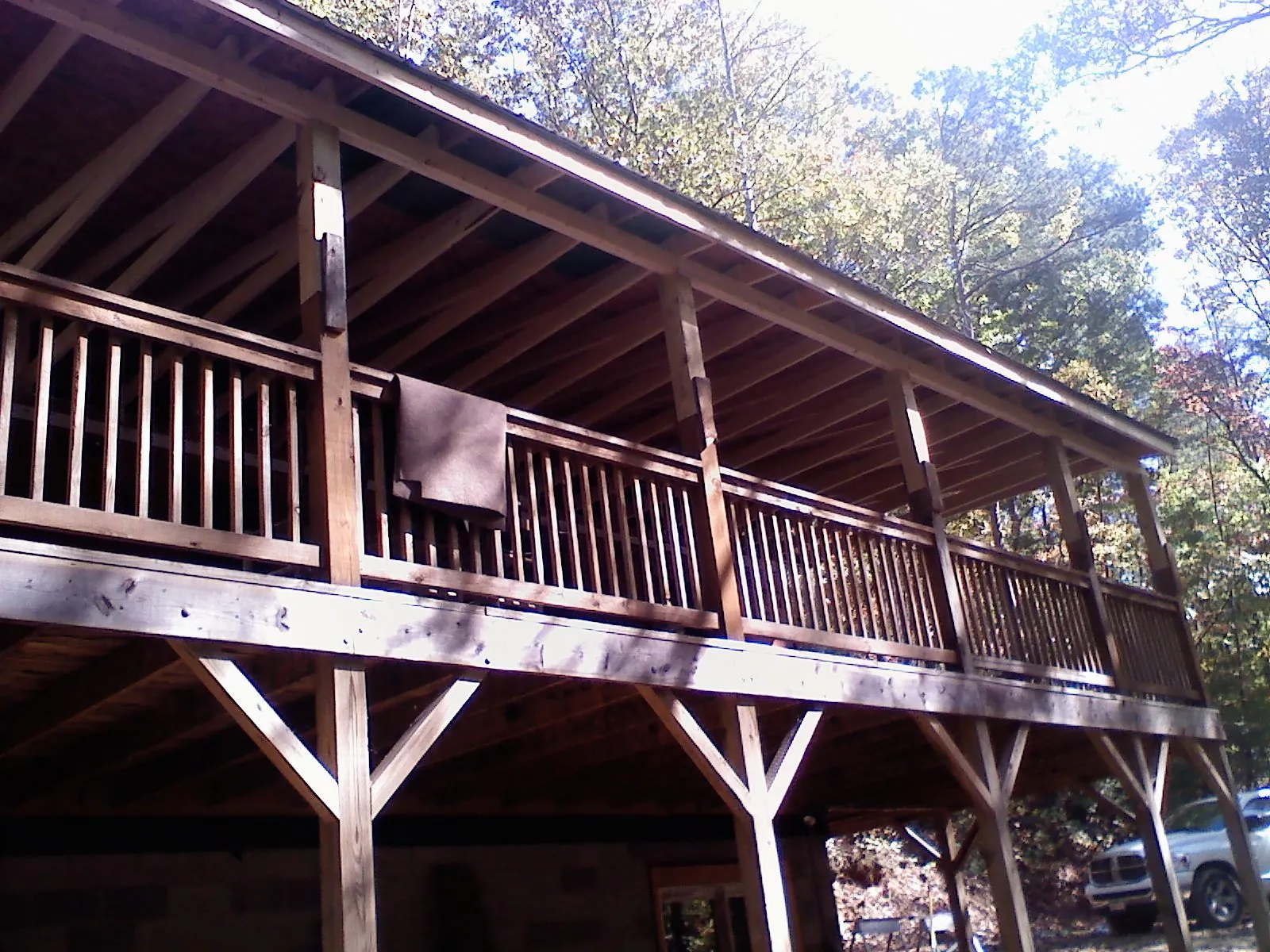 Timber framing under a new elevated porch and deck — Roof Leak Repair in Marion Station by Roofing Brothers